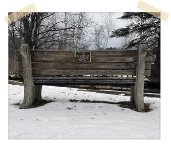 veterans bench at the fish hatchery, dedicated by the veterans committee